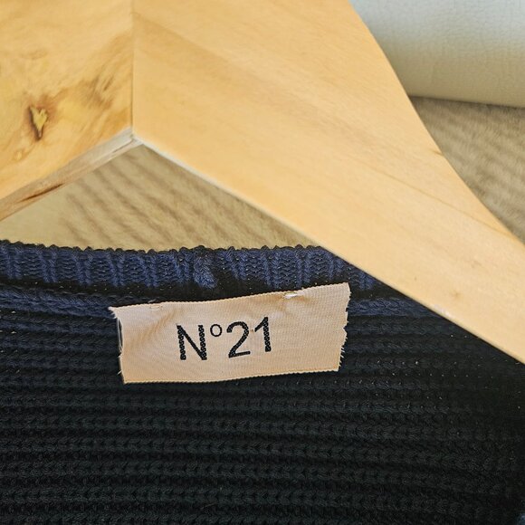 No. 21 Navy Blue Knit Sweater Dress with Back Ruffle Size 45 (8 US) - Picture 3 of 5